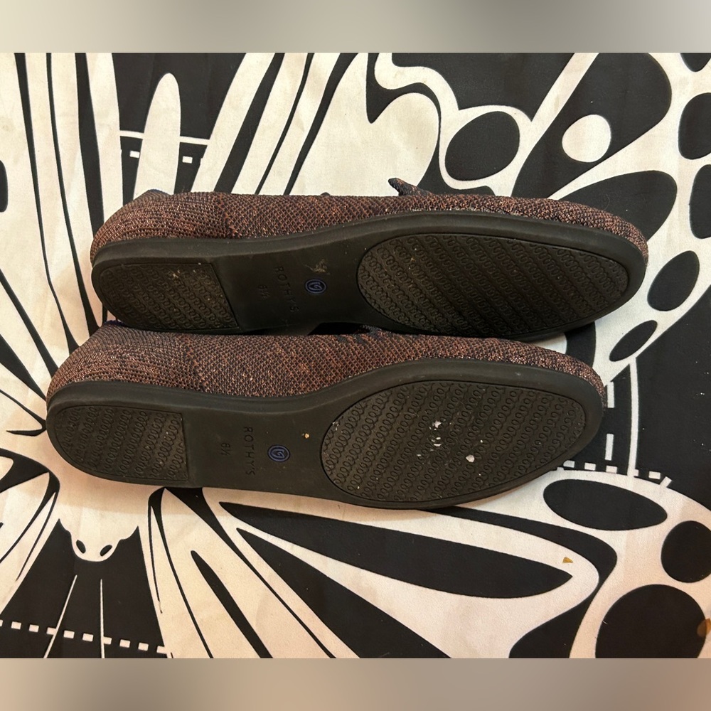 Rothy's “Twilight Metallic “ Brown & Black zebra Knit Flats size 6.5 - Picture 2 of 10